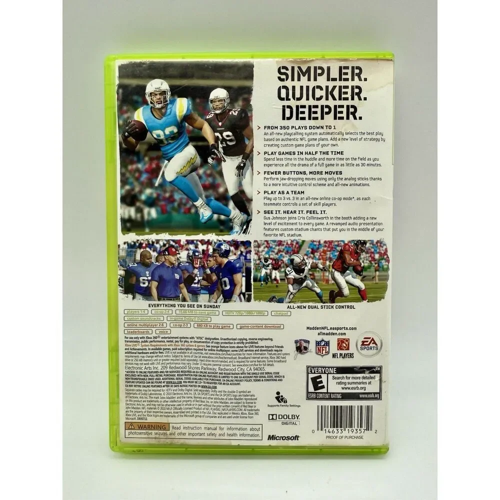 Madden NFL 11 - Xbox 360 Game,‎ Case And Manual Tested